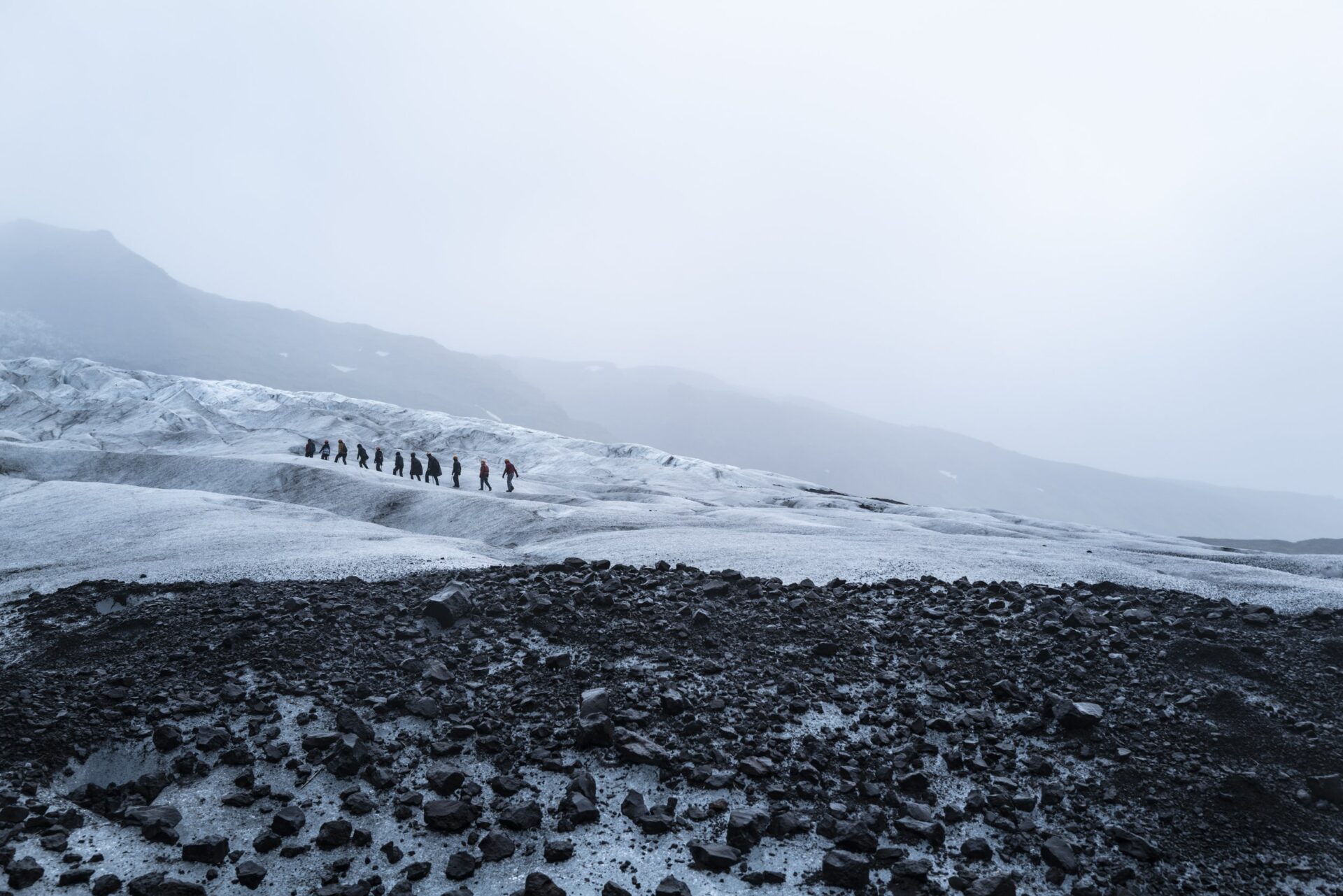 explorers on a glacier